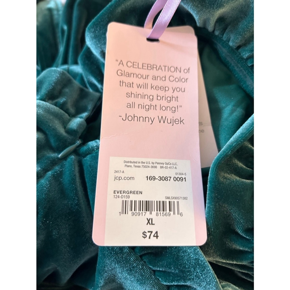 NEW Y2K Johnny Wujek Evergreen Velvet Mini Prom Dress Size L - Picture 5 of 5